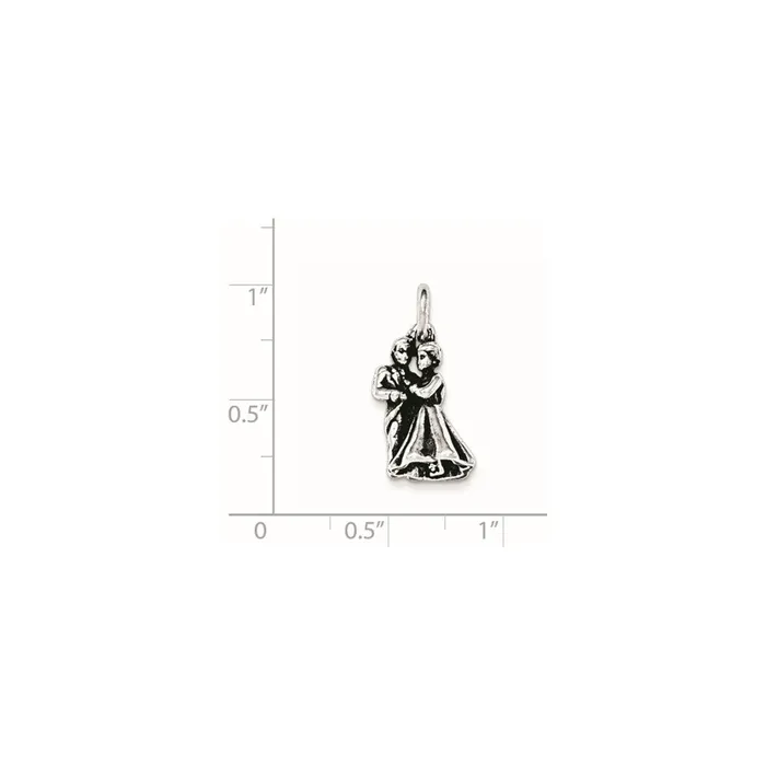 TreasureFineJewelers Sterling Silver Antiqued Man Woman Embracing Pendant Necklaces