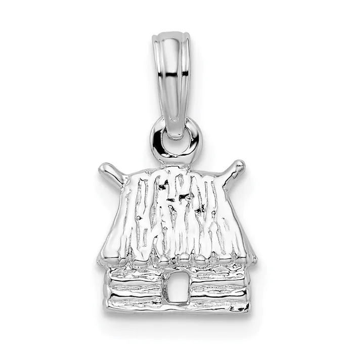 TreasureFineJewelers Sterling Silver Polished 3D Island Hut Pendant Necklaces TreasureFineJewelers Sterling Silver Polished 3D Island Hut Pendant Necklaces