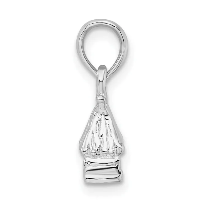 TreasureFineJewelers Sterling Silver Polished 3D Island Hut Pendant Necklaces