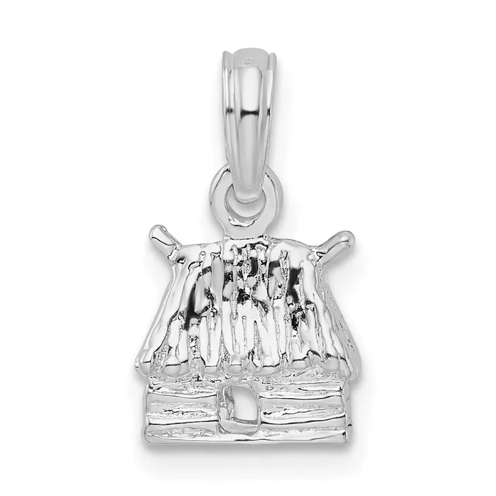 TreasureFineJewelers Sterling Silver Polished 3D Island Hut Pendant Necklaces