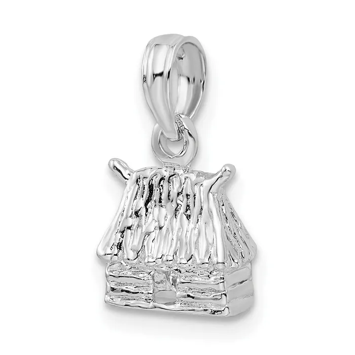 TreasureFineJewelers Sterling Silver Polished 3D Island Hut Pendant Necklaces