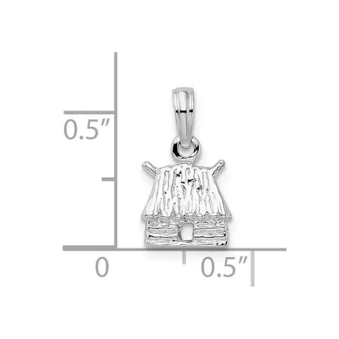 TreasureFineJewelers Sterling Silver Polished 3D Island Hut Pendant Necklaces
