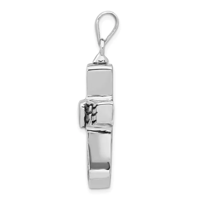 TreasureFineJewelers Sterling Silver Rhodiumplated Antiqued Cross wHeart Ash HolderPenda Necklaces