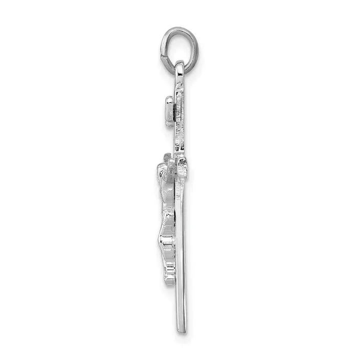 TreasureFineJewelers Sterling Silver Rhodiumplated INRI Crucifix Pendant Necklaces