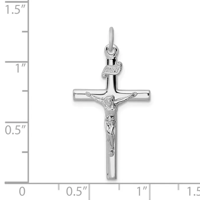 TreasureFineJewelers Sterling Silver Rhodiumplated INRI Crucifix Pendant Necklaces