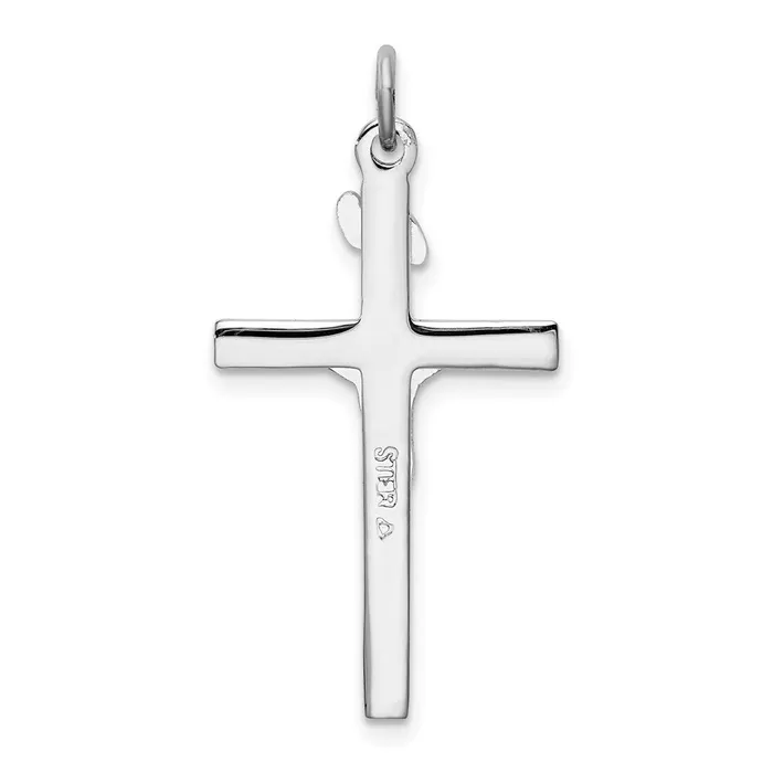 TreasureFineJewelers Sterling Silver Rhodiumplated INRI Crucifix Pendant Necklaces