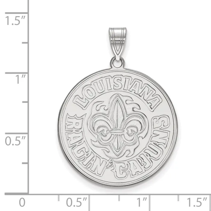 TreasureFineJewelers Sterling Silver Rhodiumplated University of Louisiana at Lafayette Extra Large Pendant Necklaces