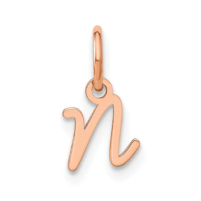 TreasureFineJewelers Sterling Silver Roseplated Upper case Letter N Initial Charm Necklaces