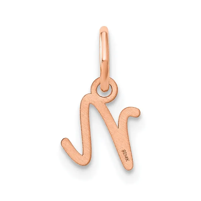 TreasureFineJewelers Sterling Silver Roseplated Upper case Letter N Initial Charm Necklaces