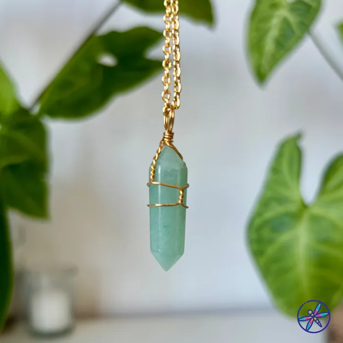 CSJA Necklaces Golden Glimmer Wire Wrapped Crystal Necklace
