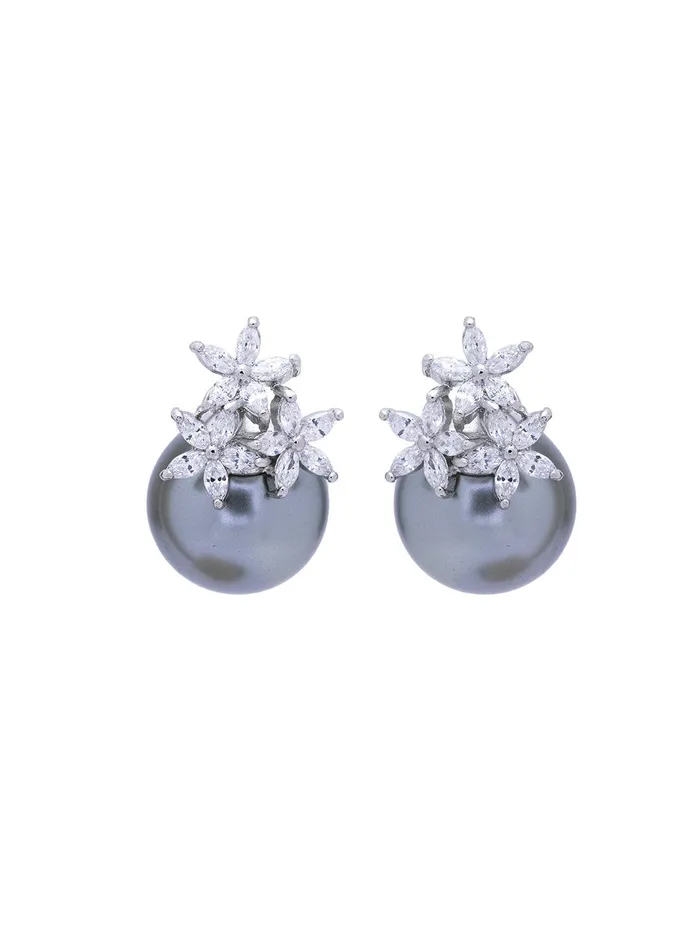 Curio Cottage Earrings Ash Grey Cluster Pearl Stud Earrings Curio Cottage Earrings Ash Grey Cluster Pearl Stud Earrings
