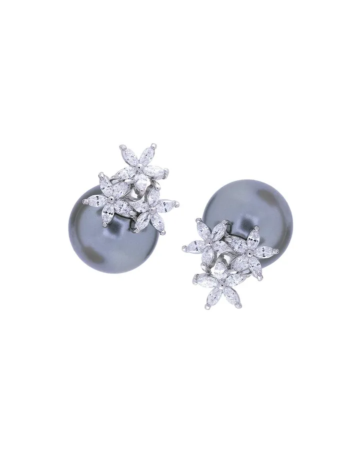 Curio Cottage Earrings Ash Grey Cluster Pearl Stud Earrings Curio Cottage Earrings Ash Grey Cluster Pearl Stud Earrings