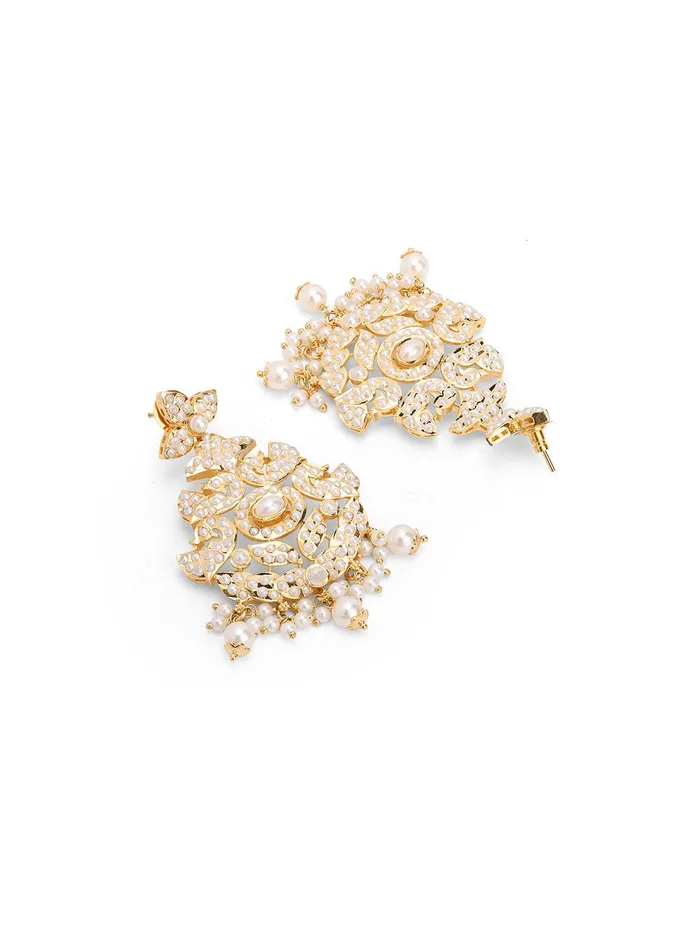 Curio Cottage Necklaces Nizami Pearl Studed Jadau Necklace Set Curio Cottage Necklaces Nizami Pearl Studed Jadau Necklace Set