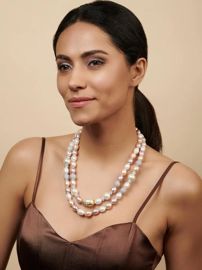 Curio Cottage Necklaces Shades of Pink Double Layered Stone Appeal Long Necklace Curio Cottage Necklaces Shades of Pink Double Layered Stone Appeal Long Necklace