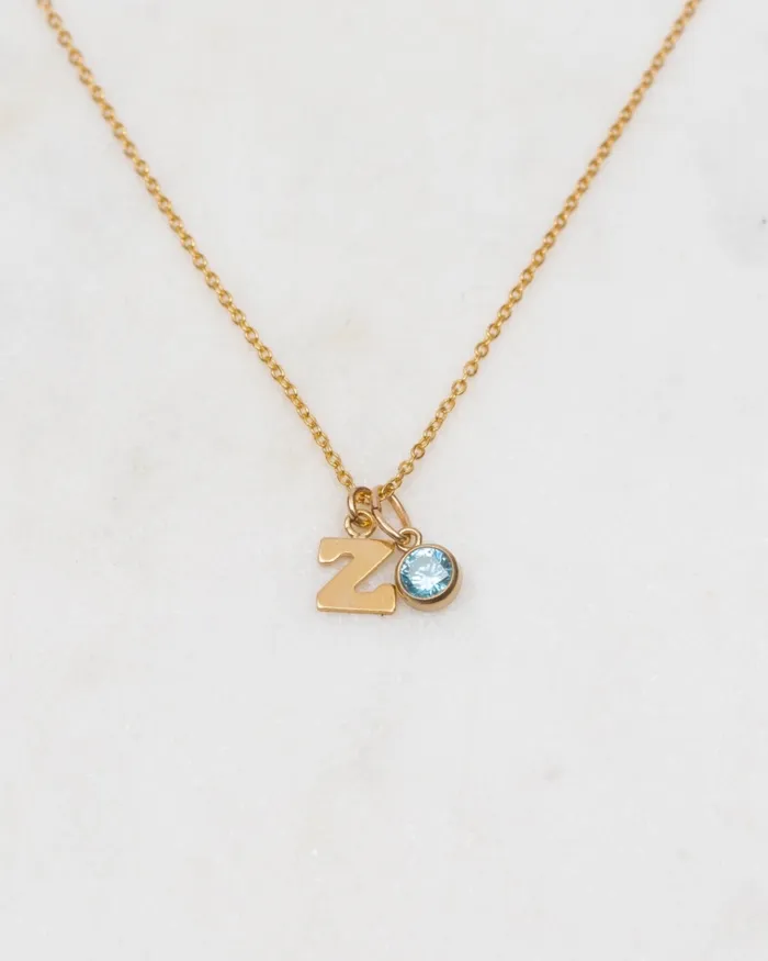 ERIJEWELRY Necklaces Initial Z with Birthstone Necklace