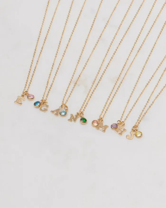 ERIJEWELRY Necklaces Initial Z with Birthstone Necklace
