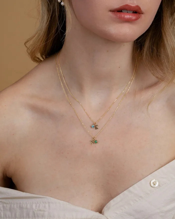 ERIJEWELRY Necklaces Initial Z with Birthstone Necklace