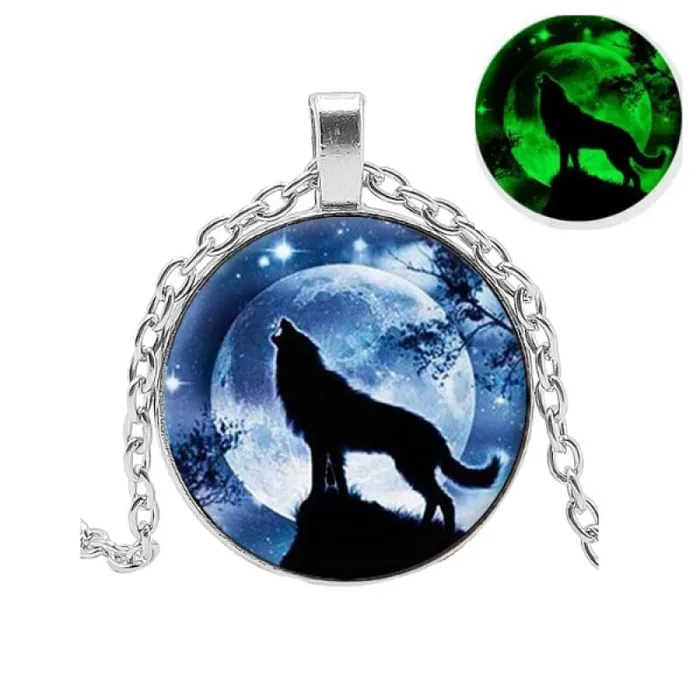 Wolf Stuff Necklaces Moon Wolf Necklace Glow in the Dark