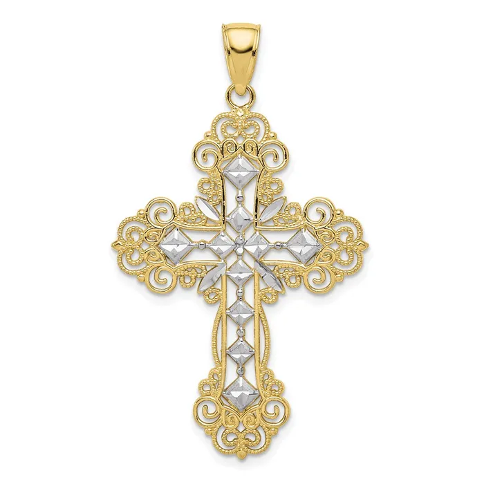 10K Rhodium Polished Textured Diamond Pattern Cross PendantWBC10K5458 WB Choice Jewelry Necklaces 10K Rhodium Polished Textured Diamond Pattern Cross PendantWBC10K5458 WB Choice Jewelry Necklaces