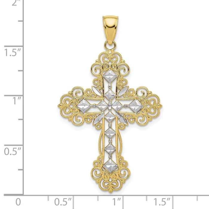 10K Rhodium Polished Textured Diamond Pattern Cross PendantWBC10K5458 WB Choice Jewelry Necklaces 10K Rhodium Polished Textured Diamond Pattern Cross PendantWBC10K5458 WB Choice Jewelry Necklaces