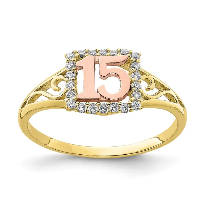 10K TwoTone CZ 15 RingWBC10C1429 WB Choice Jewelry Rings