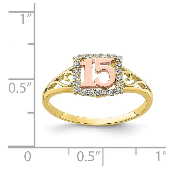 10K TwoTone CZ 15 RingWBC10C1429 WB Choice Jewelry Rings 10K TwoTone CZ 15 RingWBC10C1429 WB Choice Jewelry Rings