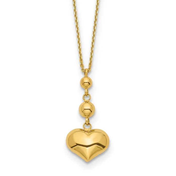 14k Heart with Bead w2 IN EXT NecklaceWBCSF287216 WB Choice Jewelry Necklaces 14k Heart with Bead w2 IN EXT NecklaceWBCSF287216 WB Choice Jewelry Necklaces