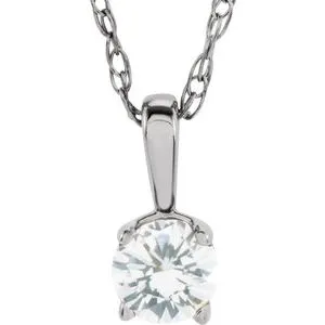 14K White 3 mm Round Imitation Diamond Youth Birthstone 14 Necklace2839370034PSTWBC WB Choice Jewelry Necklaces 14K White 3 mm Round Imitation Diamond Youth Birthstone 14 Necklace2839370034PSTWBC WB Choice Jewelry Necklaces