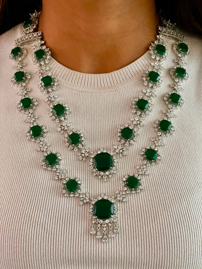 2 Layer Statement Emerald Floral Necklace Set PRERTO ECOMMERCE PRIVATE LIMITED Necklaces 2 Layer Statement Emerald Floral Necklace Set PRERTO ECOMMERCE PRIVATE LIMITED Necklaces