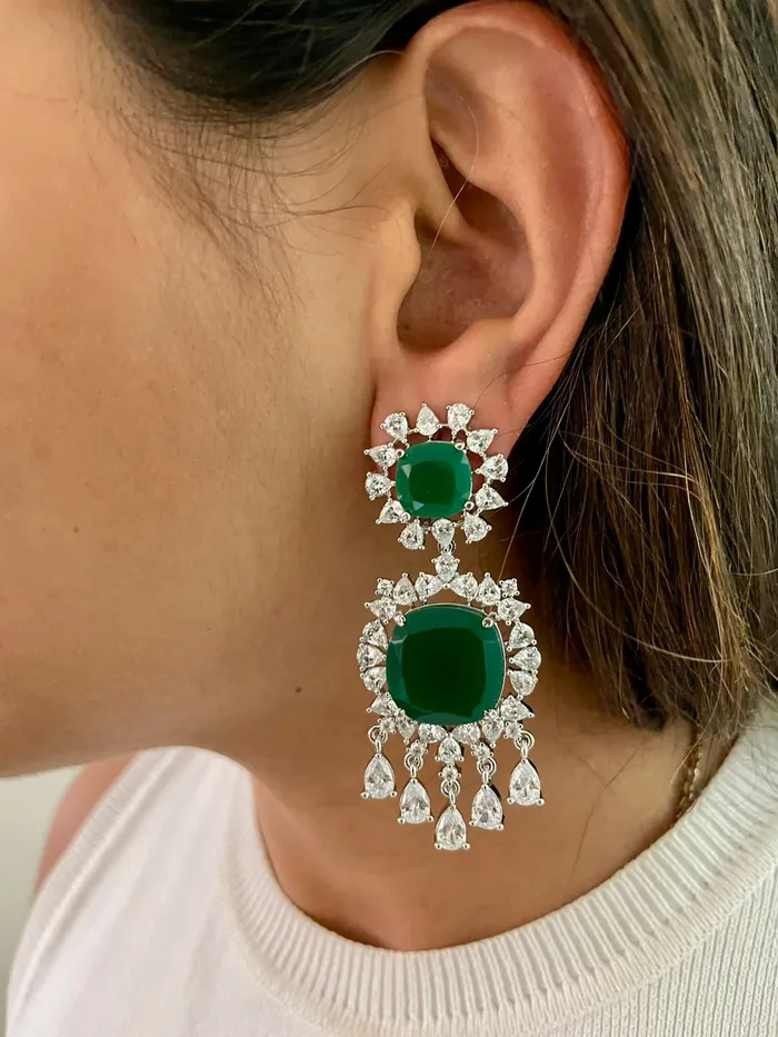 2 Layer Statement Emerald Floral Necklace Set PRERTO ECOMMERCE PRIVATE LIMITED Necklaces