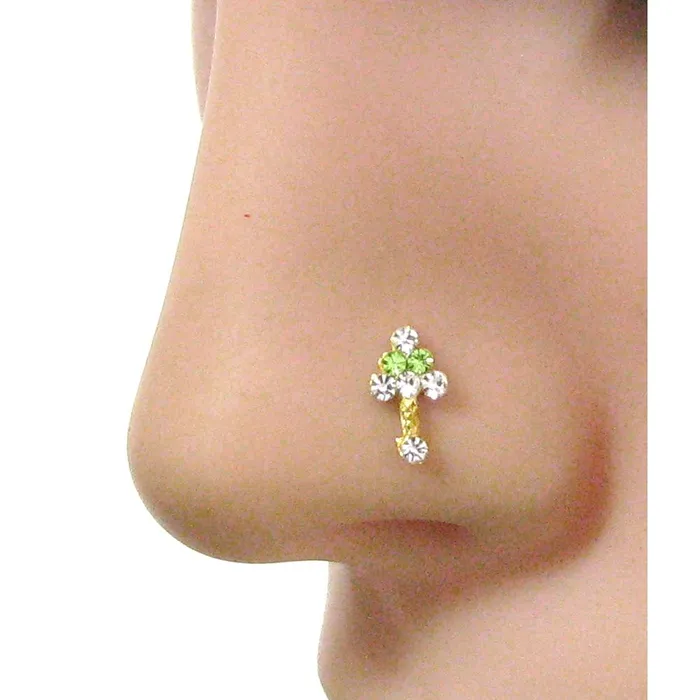 2pc Gold Plated Rhinstones Body Piercing Nose StudNose Ring Nose Pin Karizma Jewels Rings