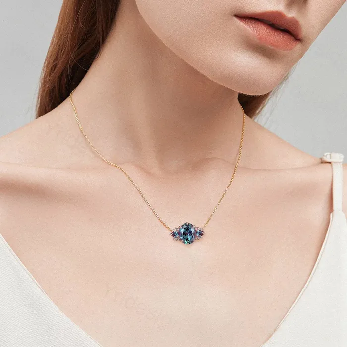 8x10mm Oval Alexandrite Pendant Necklace Vintage Unique Pear Color Change Pendant Necklace Rose Gold Retro Christmas Promise Gift for Women PENFINE Necklaces 8x10mm Oval Alexandrite Pendant Necklace Vintage Unique Pear Color Change Pendant Necklace Rose Gold Retro Christmas Promise Gift for Women PENFINE Necklaces