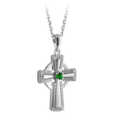 Celtic Collections Necklaces Silver Crystal Illusion Celtic Cross Pendant