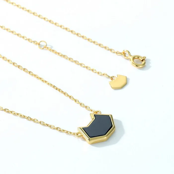 Cute cat natural black onyx pendant necklace solid 14k 18k yellow gold vintage unique Personalized owl pendant for daughter PENFINE Necklaces Cute cat natural black onyx pendant necklace solid 14k 18k yellow gold vintage unique Personalized owl pendant for daughter PENFINE Necklaces