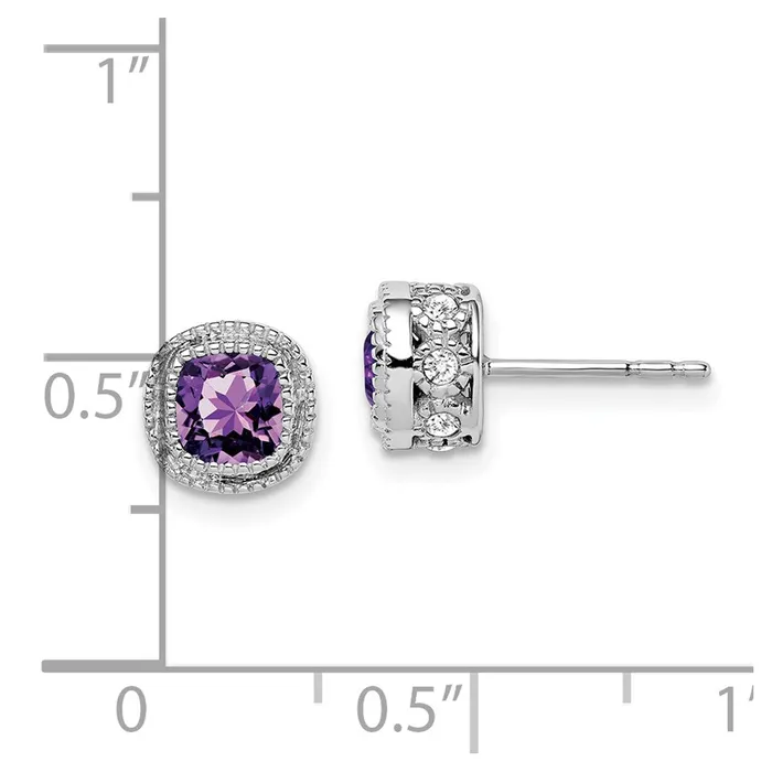 Earrings 14k White Gold Cushion Amethyst and Diamond EarringsWBCEM7092AM019WA WB Choice Jewelry Earrings 14k White Gold Cushion Amethyst and Diamond EarringsWBCEM7092AM019WA WB Choice Jewelry