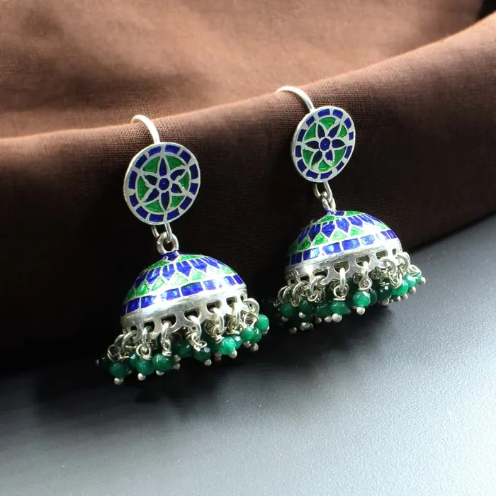 Earrings Karizma Jewels Real 925 Sterling Silver Enamel Dangle Jhumka Women Earrings