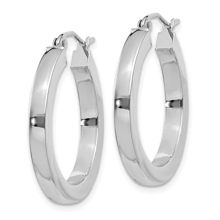 Earrings WB Choice Jewelry 10k White Gold 3mm Polished Square Tube Hoop EarringsWBC10T990
