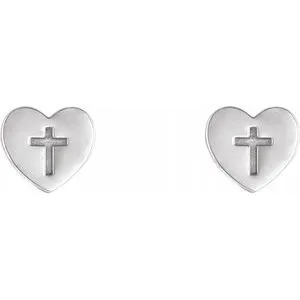 Earrings WB Choice Jewelry 14K White Heart Cross EarringsR17017600PSTWBC