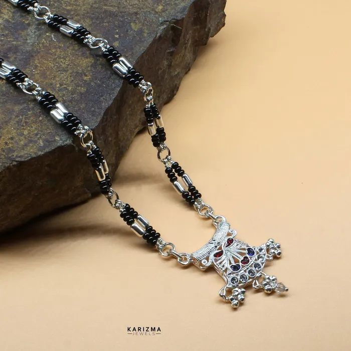 Karizma Jewels Necklaces Real Sterling Silver Indian designer Black Beads Mangalsutra women chain for wife Karizma Jewels Necklaces Real Sterling Silver Indian designer Black Beads Mangalsutra women chain for wife