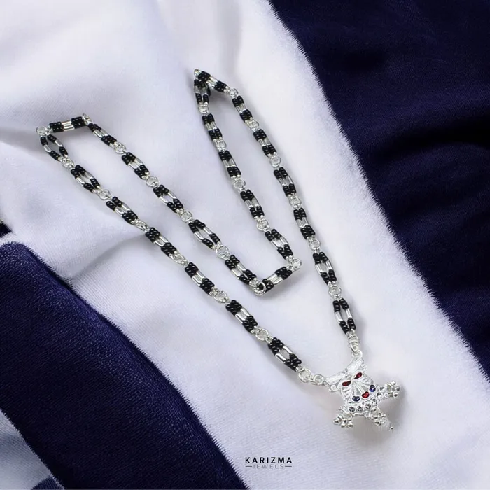 Karizma Jewels Necklaces Real Sterling Silver Indian designer Black Beads Mangalsutra women chain for wife