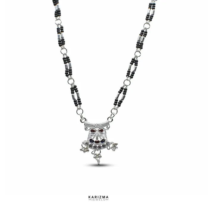 Karizma Jewels Necklaces Real Sterling Silver Indian designer Black Beads Mangalsutra women chain for wife