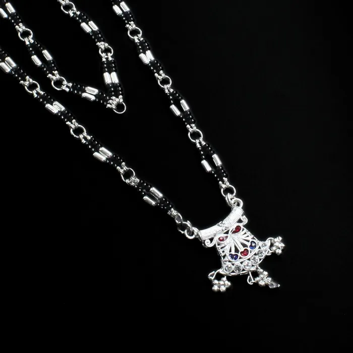 Karizma Jewels Necklaces Real Sterling Silver Indian designer Black Beads Mangalsutra women chain for wife