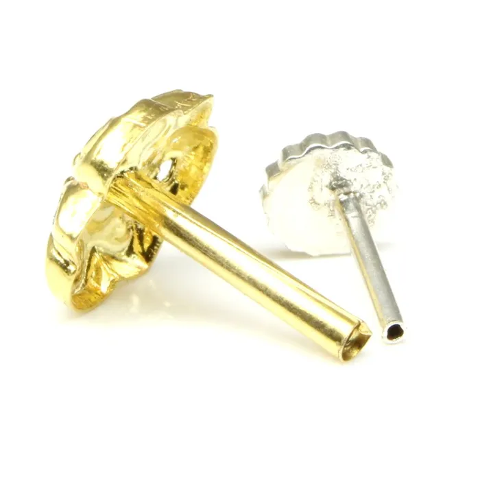 Karizma Jewels Real Gold Nose stud 14K Ethnic Indian piercing nose ring Push Pin Rings