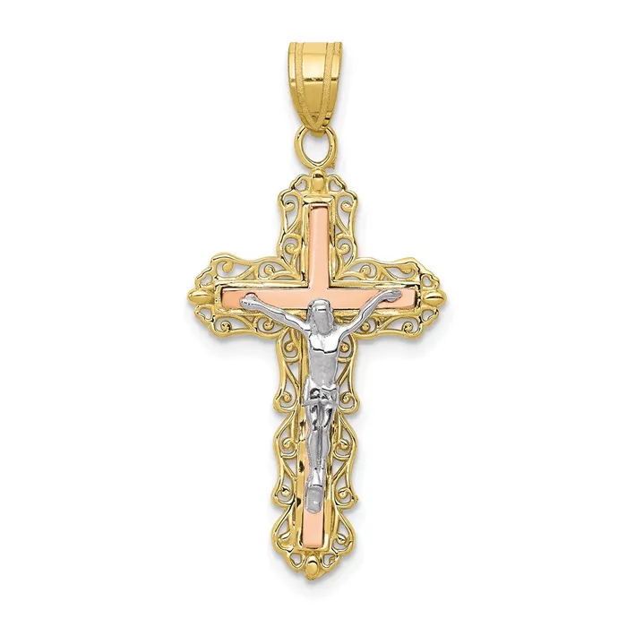 Necklaces 10K Tricolor Diamondcut Crucifix PendantWBC10D3644 WB Choice Jewelry Necklaces 10K Tricolor Diamondcut Crucifix PendantWBC10D3644 WB Choice Jewelry