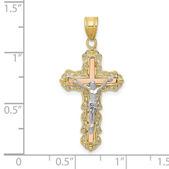 Necklaces 10K Tricolor Diamondcut Crucifix PendantWBC10D3644 WB Choice Jewelry Necklaces 10K Tricolor Diamondcut Crucifix PendantWBC10D3644 WB Choice Jewelry