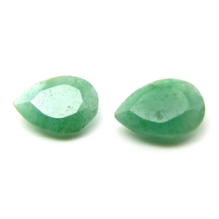 Necklaces 3Ct 2pc Pair of Pear Shape Natural Emerald Gemstones Karizma Jewels
