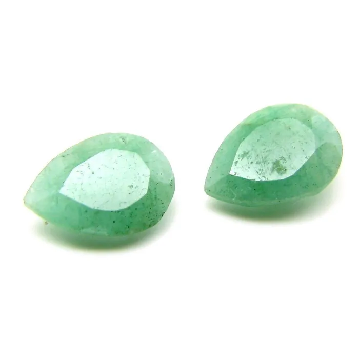 Necklaces 3Ct 2pc Pair of Pear Shape Natural Emerald Gemstones Karizma Jewels