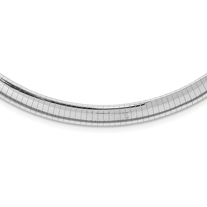 Necklaces WB Choice Jewelry 14k White Gold 8mm Domed Omega NecklaceWBCOW816 Necklaces WB Choice Jewelry 14k White Gold 8mm Domed Omega NecklaceWBCOW816