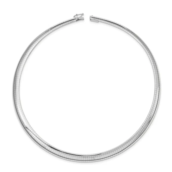 Necklaces WB Choice Jewelry 14k White Gold 8mm Domed Omega NecklaceWBCOW816 Necklaces WB Choice Jewelry 14k White Gold 8mm Domed Omega NecklaceWBCOW816