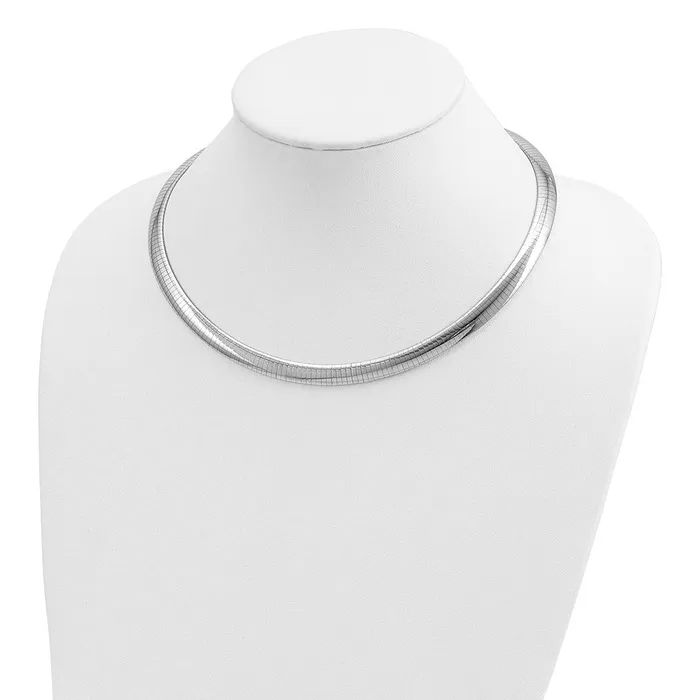 Necklaces WB Choice Jewelry 14k White Gold 8mm Domed Omega NecklaceWBCOW816 Necklaces WB Choice Jewelry 14k White Gold 8mm Domed Omega NecklaceWBCOW816